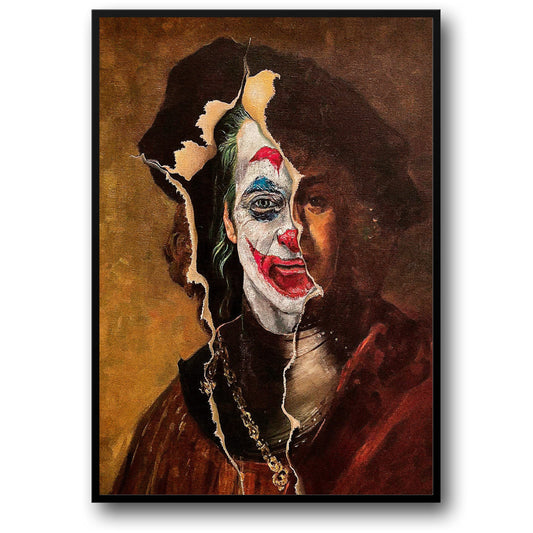 Surrealistisch Dubbel Portret Poster | Rembrandt X Joker | Renaissance & Pop Clown Kunst