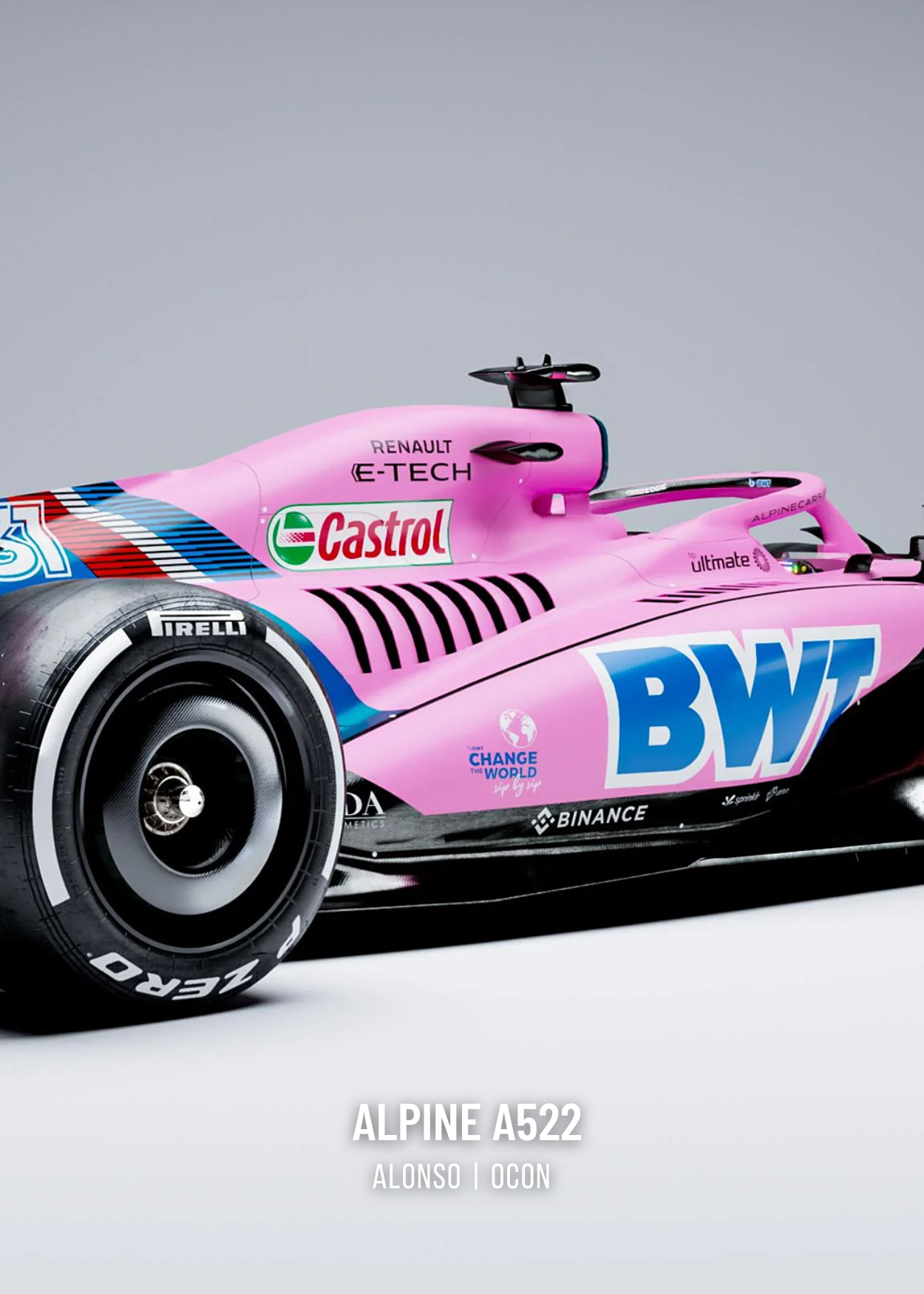 Alpine F1 Race Car Poster | 3-Piece Wall Art | Formula 1 Racing | Triple Panel Motorsport Print