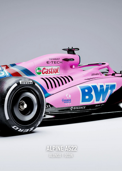 Alpine F1 Race Car Poster | 3-Piece Wall Art | Formula 1 Racing | Triple Panel Motorsport Print