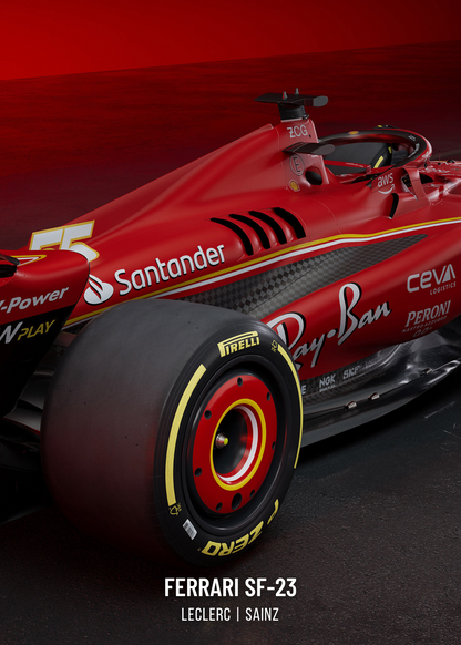 3-teilig | Ferrari F1 | Grand-Prix-Rennwagen-Poster-Set | Dreiteilige Wandkunst | Charles Leclerc-Poster | Lewis Hamilton-Poster | Formel-1-Dekor