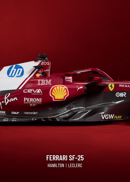 Ferrari F1 Dreifach-Poster | Formel-1-Rennwagen-Kunstwerk | Charles Leclerc-Poster | Lewis Hamilton-Poster | Wandkunst-Dekor | Motorsport-Poster-Set