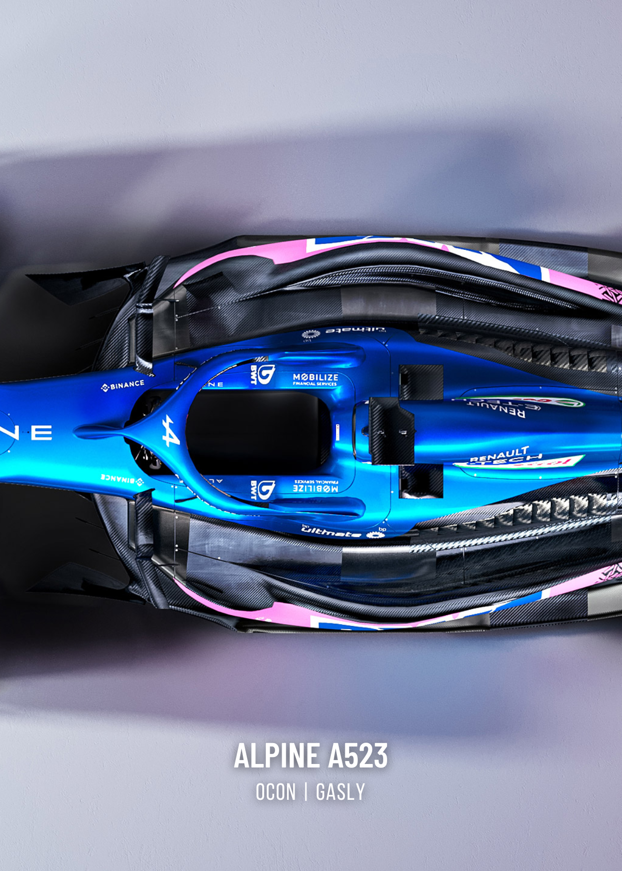 3-Piece | Alpine F1 Team Car | Formula 1 Racing Art | Triple Panel Motorsports Poster | Wall Decor Decor