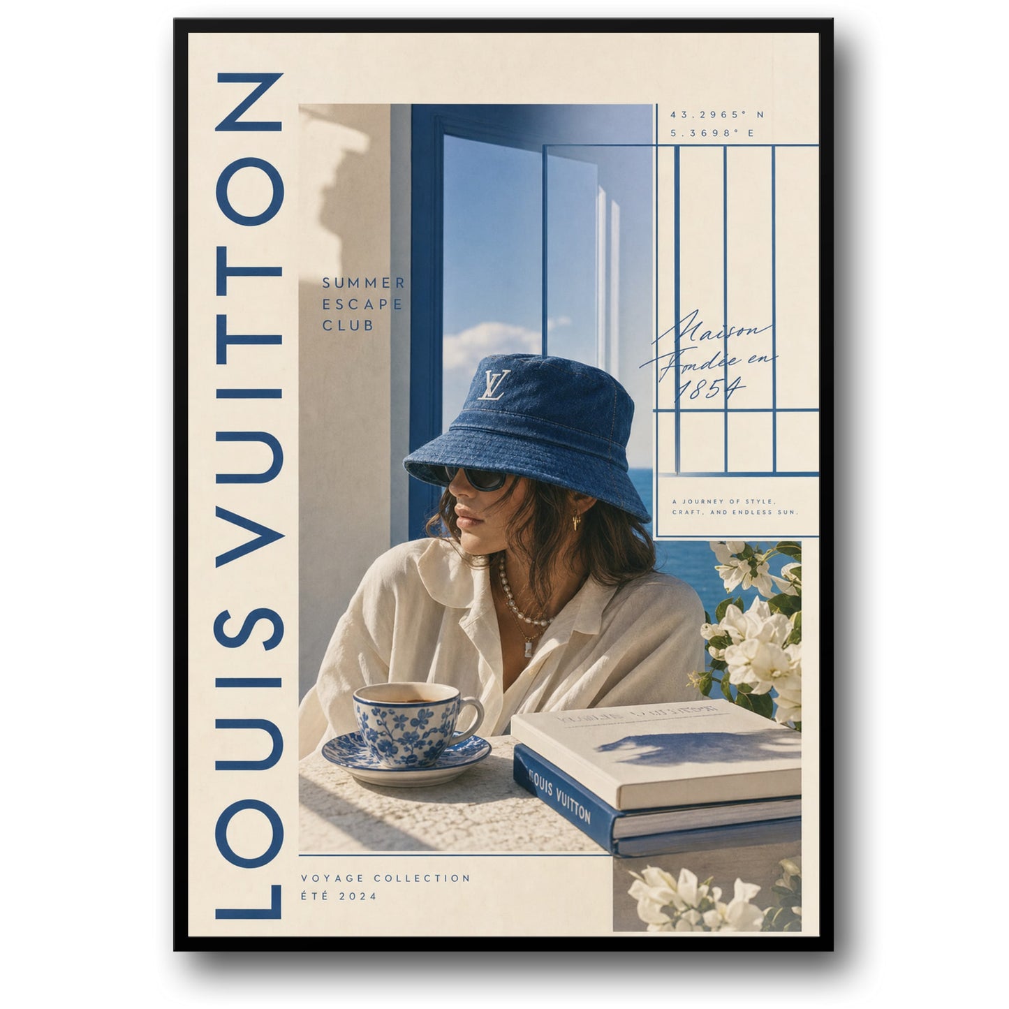Louis Vuitton Summer Escape Club Poster | Voyage Collection 2024 | Fashion Style Art Print | Home Decor Wall Art