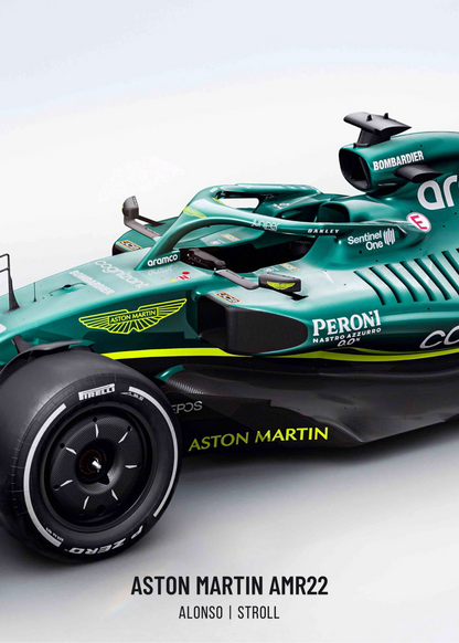 Formel-1-Autoposter | Dreiteilige Wandkunst | Aston Martin F1 Rennsport-Dekor | 3-teiliges Set