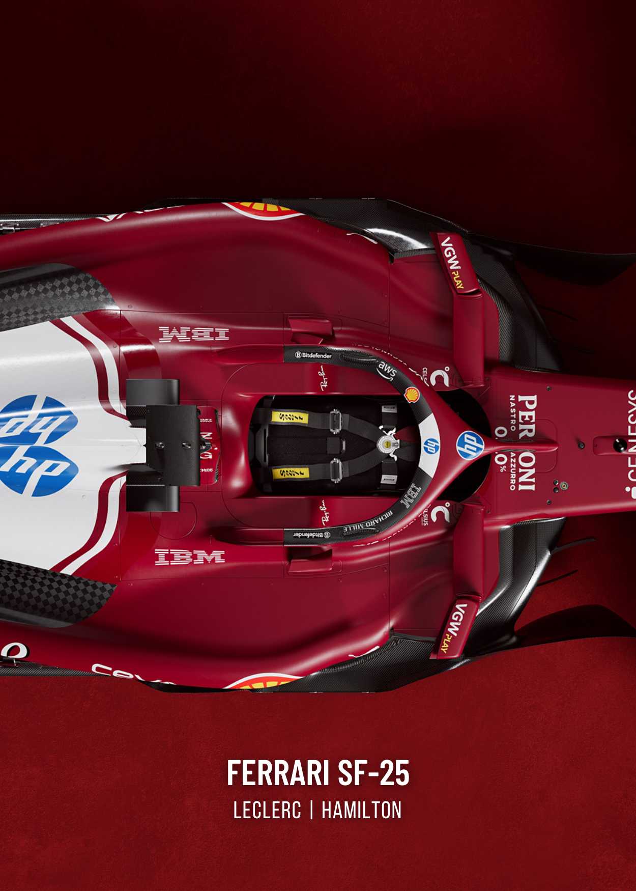 Ferrari F1 Dreifach-Poster | Formel-1-Rennkunst mit mehreren Teilen | Charles Leclerc-Poster | Lewis Hamilton-Poster | Scuderia Ferrari-Ausstellungsdekor | Wandkunst für Motorsport-Enthusiasten