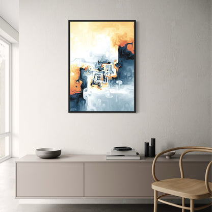 Zwischen den Welten | Abstraktes Kunstposter | Wanddekoration mit Farbkontrasten | Wohndekor-Kunstwerk | Moderner Druck