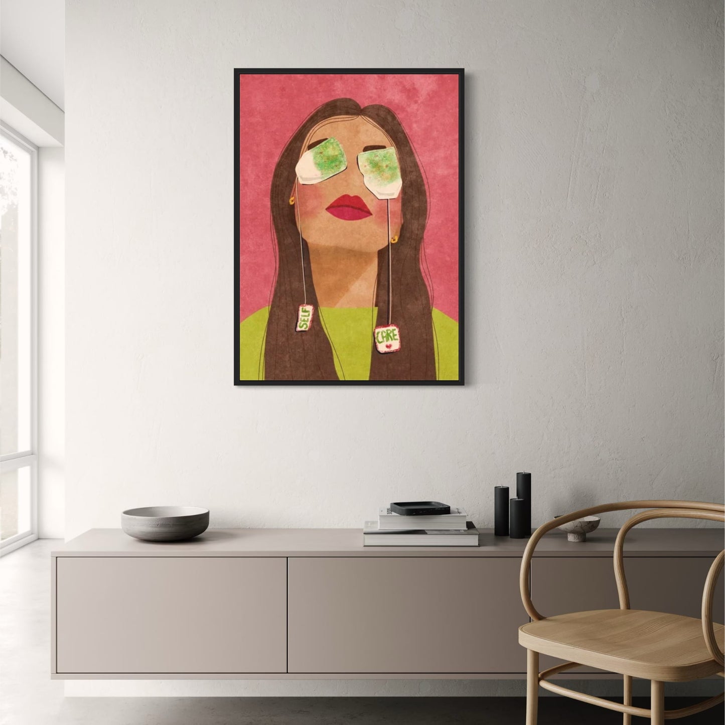 Tea Time Relaxation Poster | Self Care Modern Art | Tranquil Wall Decor for Home