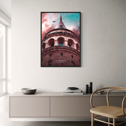 Galata Tower Architectural Poster | Close-Up Details | Istanbul Art | Decor of Constantinople, Turkey | Architectural Landmark Print