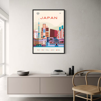 Japanisches Stadtbild-Poster | Lebendige Skyline von Tokio | Ideale Heimdekoration | Moderner Grafik-Kunstdruck
