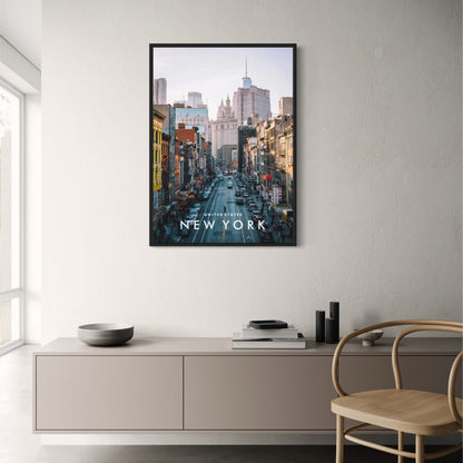 Chinatown Skyline Poster | New York City Urban Landscape | Cultural Fusion Art | Wall Decor
