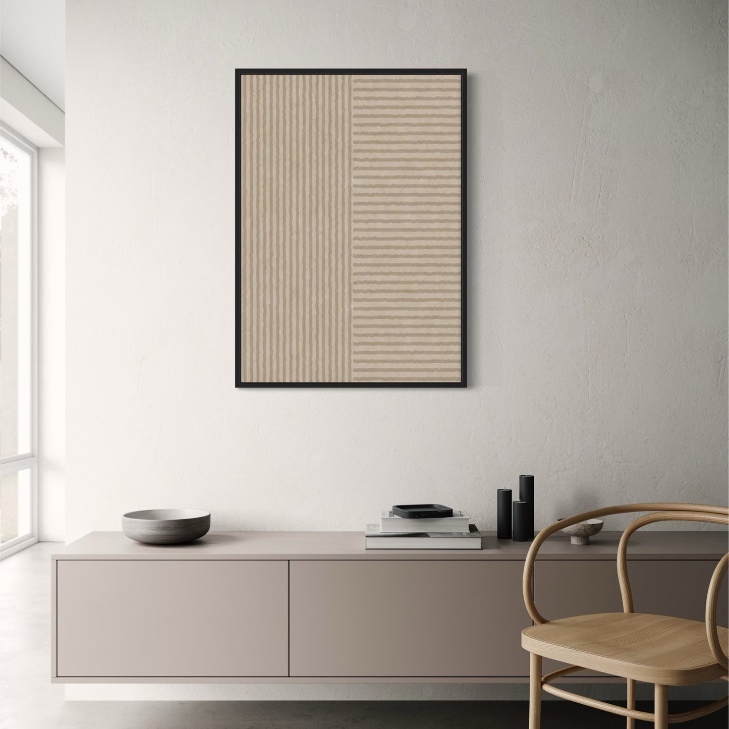 Linien im Gleichgewicht | Minimalistische abstrakte Kunst in Schwarz-Weiß