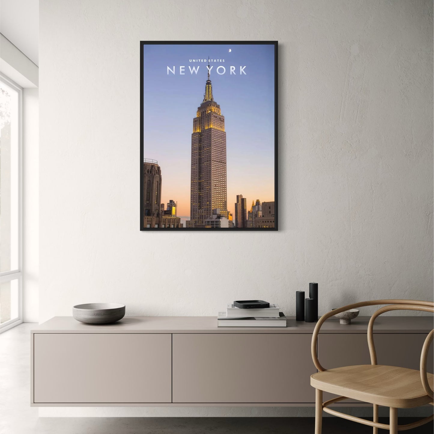 Empire State Building Poster | Dusk Skyline | New York City | Iconic Landmark | United States | Scenic Artwork