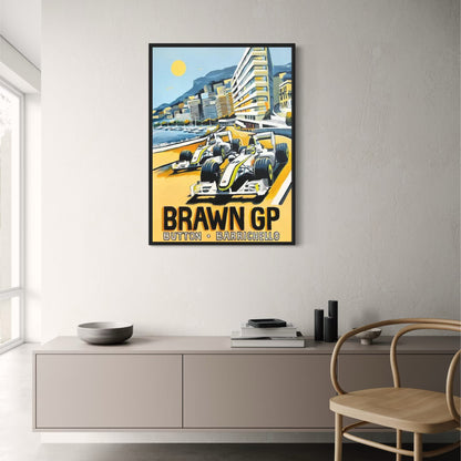 Großer Preis von Monaco | Button & Barrichello Racing | Brawn GP Team | Formel-1-Glamour | Exklusives Wandposter