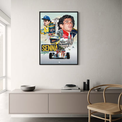 Ayrton Senna F1-Rennlegende | Kunstdruck-Poster | Wohnzimmer-/Schlafzimmer-Dekor | Wandkunst für Bar und Café