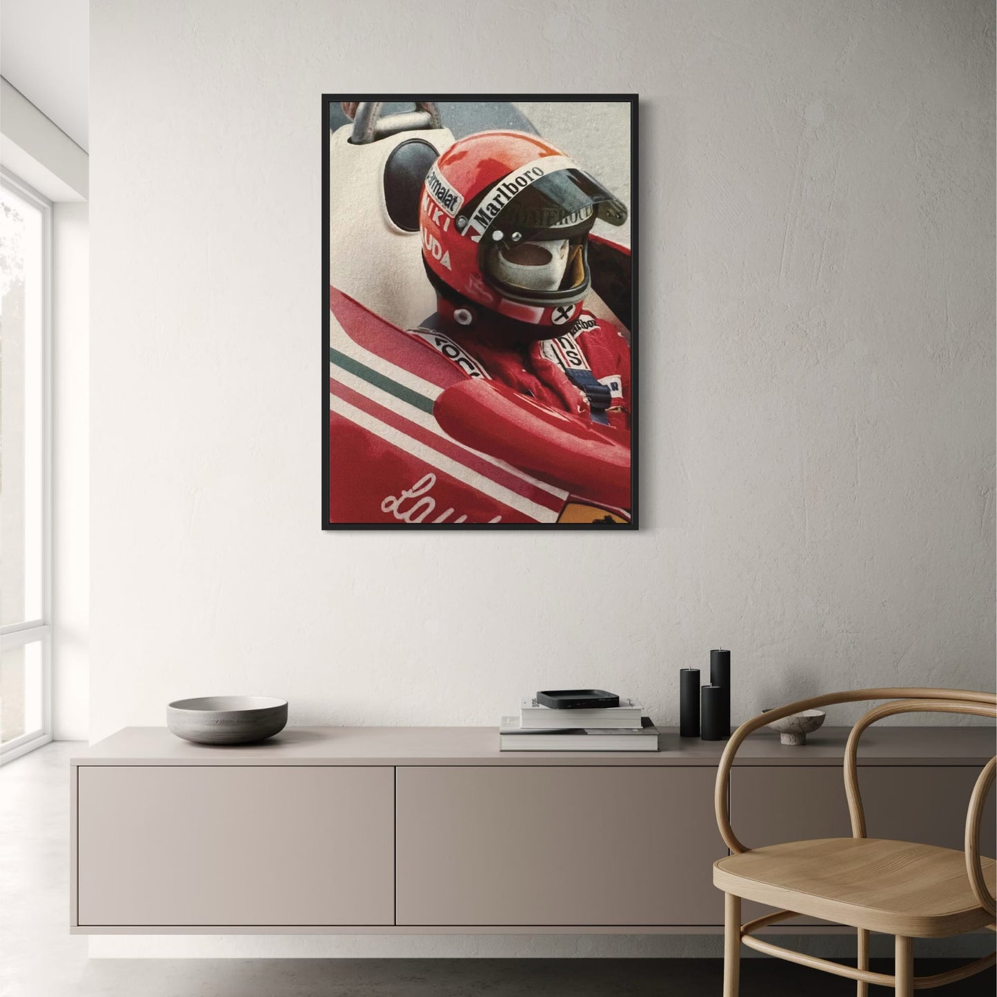 Großer Preis von Monaco 1975 | Vintage F1-Rennplakat | Niki Lauda Ferrari Tribut | Retro Motorsport Wandkunst