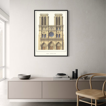 Kathedrale Notre-Dame | Paris | Frankreich | Ikonische gotische Architektur | Europäische Kathedralen | Architekturkunst-Poster