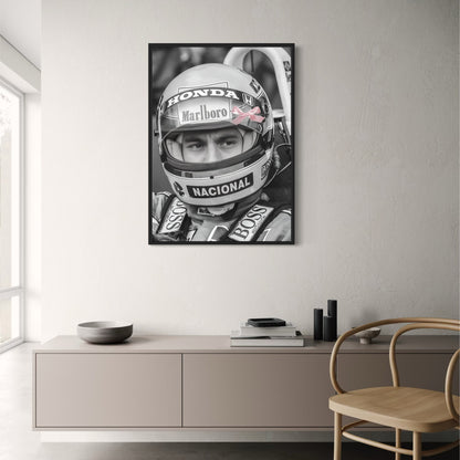 Ayrton Senna Poster | Kunstdruck der F1-Rennikone | Wanddekoration für Zuhause und Bar | Wohnzimmer- und Café-Dekor | Senna-Tribut