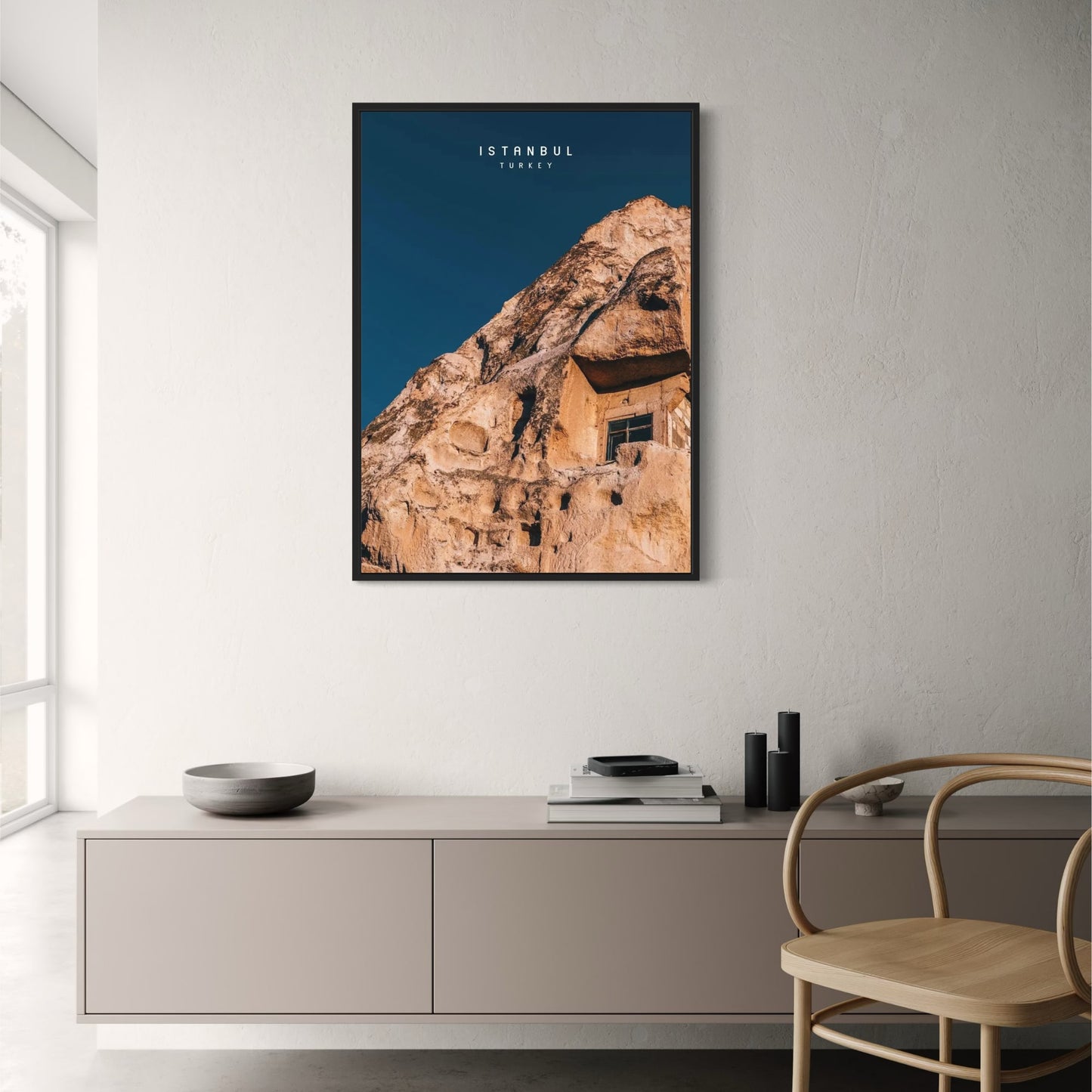 Poster mit Höhlenwohnungen in Kappadokien | Antike Felslandschaft | Einzigartige türkische Landschaft | Kunst aus Istanbul und Konstantinopel | Leinwandbild Türkei