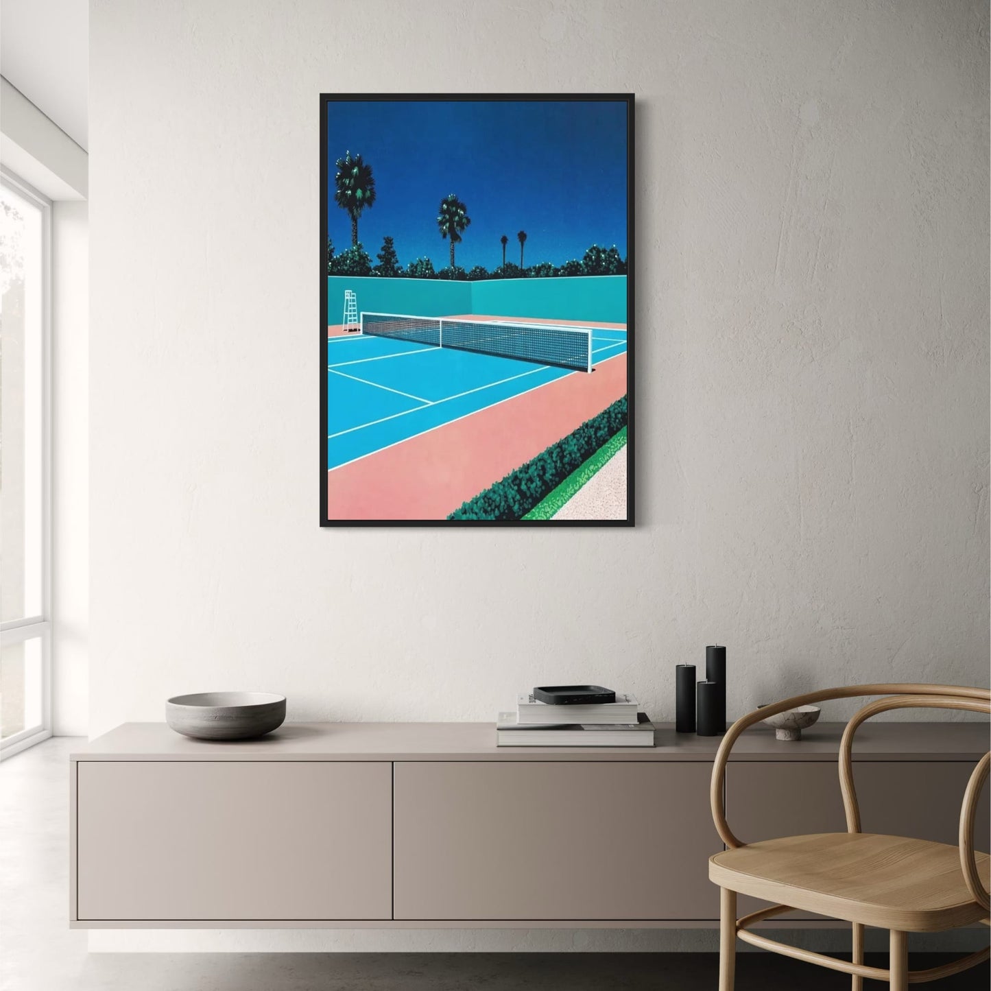 Retro Hiroshi Nagai Poster | Vaporwave Japanisches Strandstadtauto | Leinwand-Wandkunst | Nordische Wohndekoration