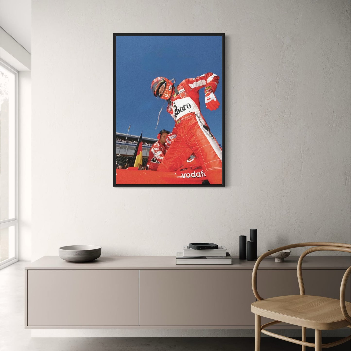 Monaco Formel 1 Poster | Vintage Grand Prix Rennkunst | Ferrari F2000 | Vodafone | Michael Schumacher Grid Szene