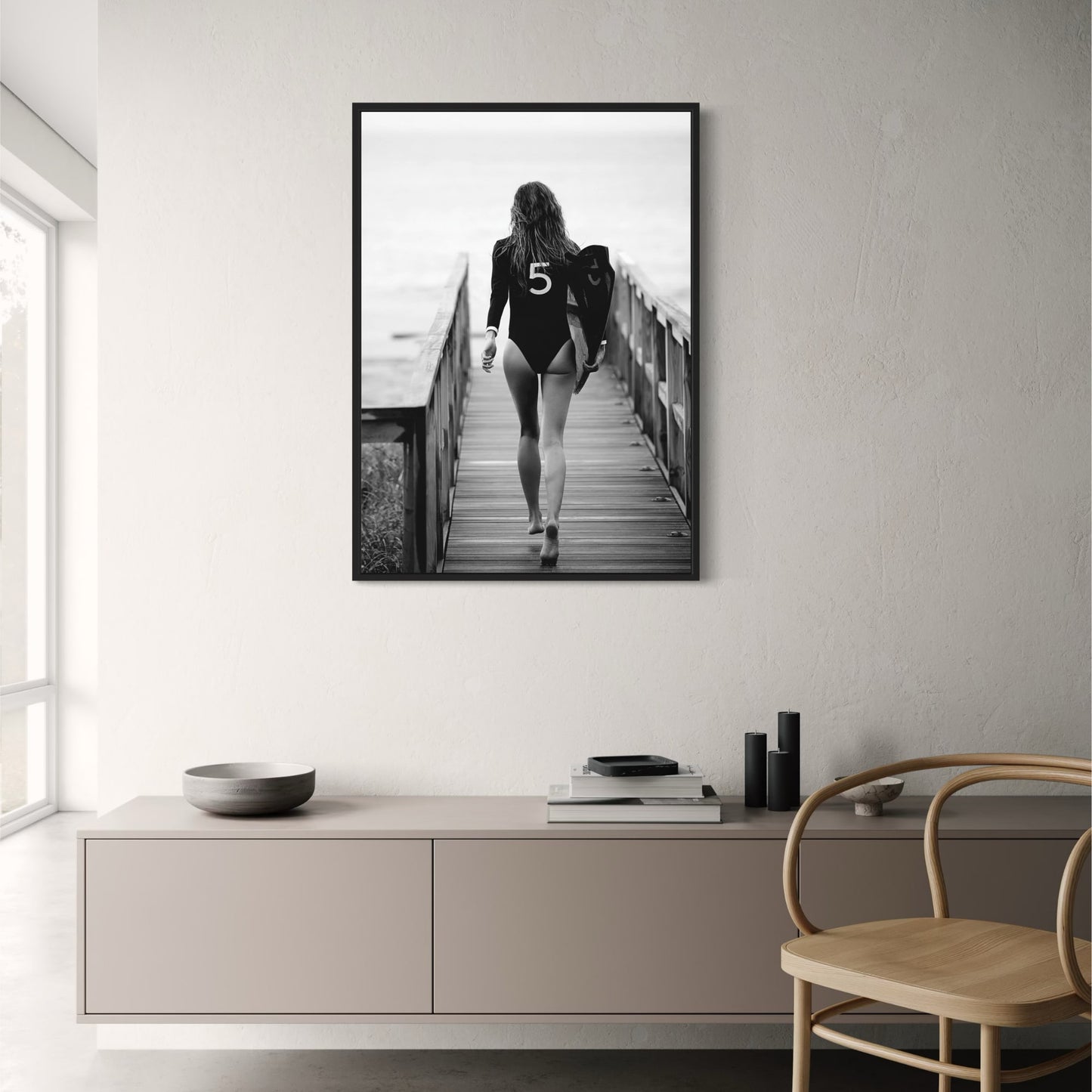Surfer Meisje | Oceaan Golf | Kust Strand Sfeer