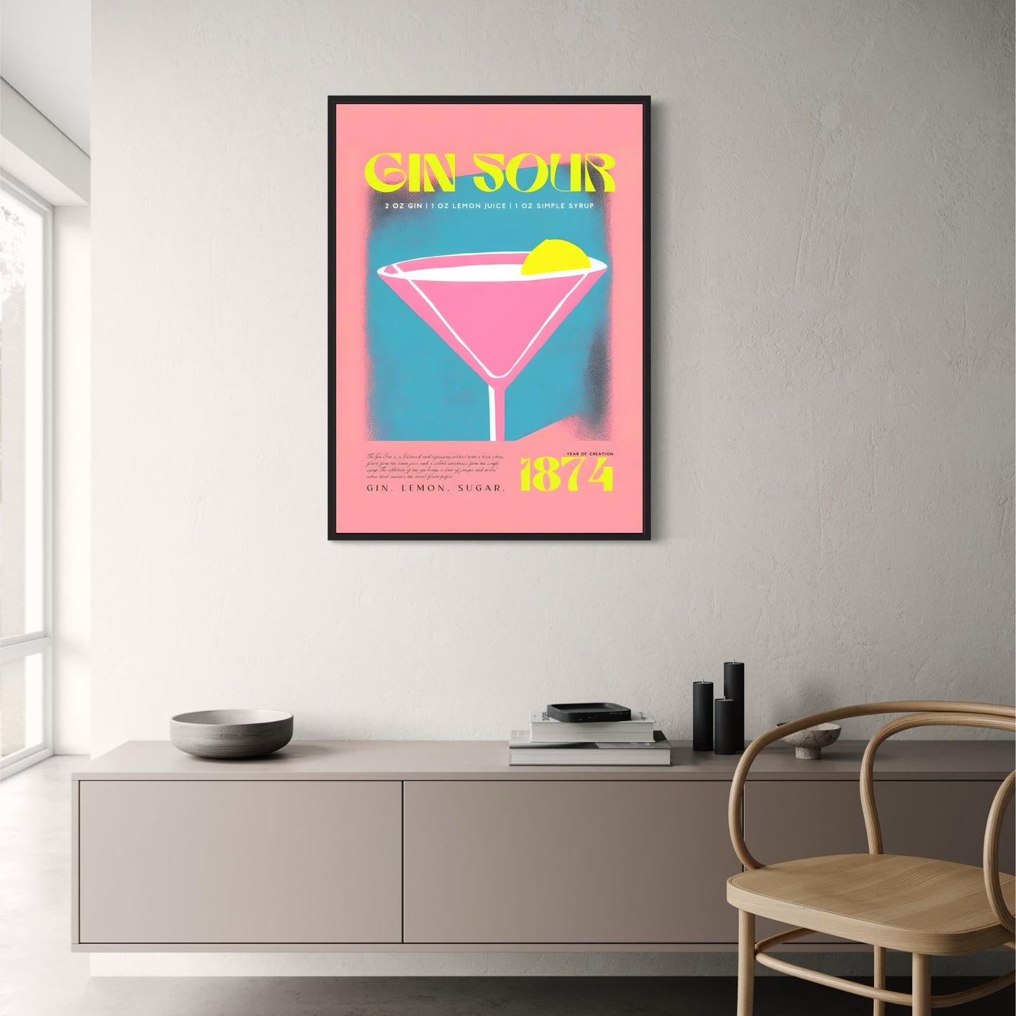 Vintage Gin Sour 1874 | Retro-Bar-Illustration