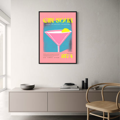 Vintage Gin Sour 1874 | Retro-Bar-Illustration