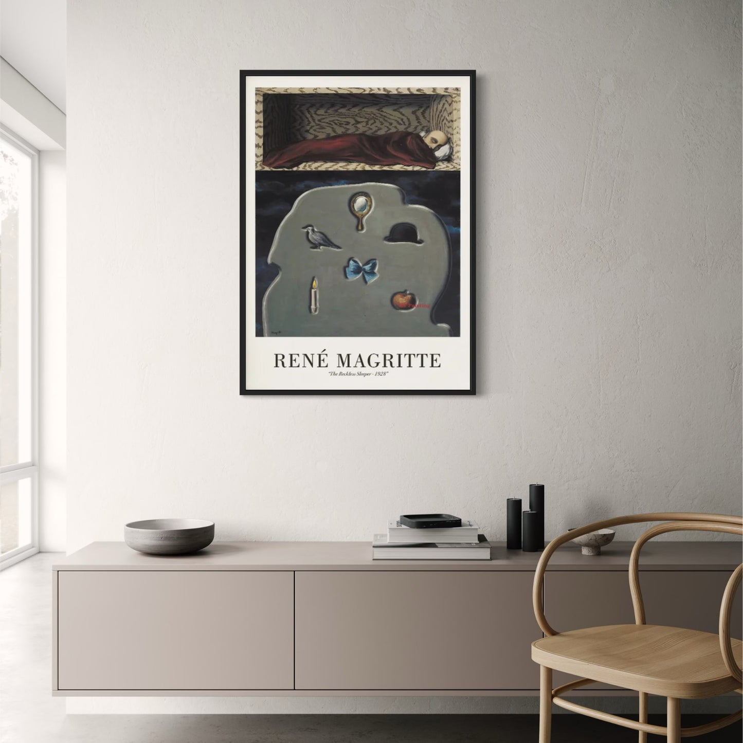 René Magritte De Roekeloze Slaper 1928 | Surrealistische Vintage Kunst