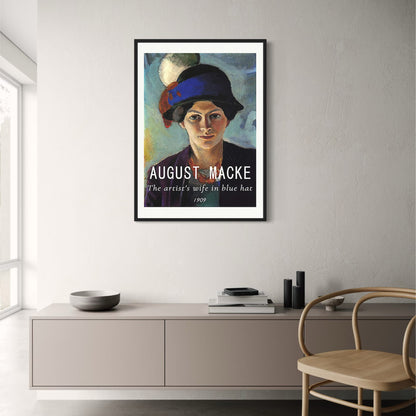 August Macke | Die Frau des Künstlers mit blauem Hut | Reproduktion von 1909 | Poster | Kunstdruck für die Inneneinrichtung
