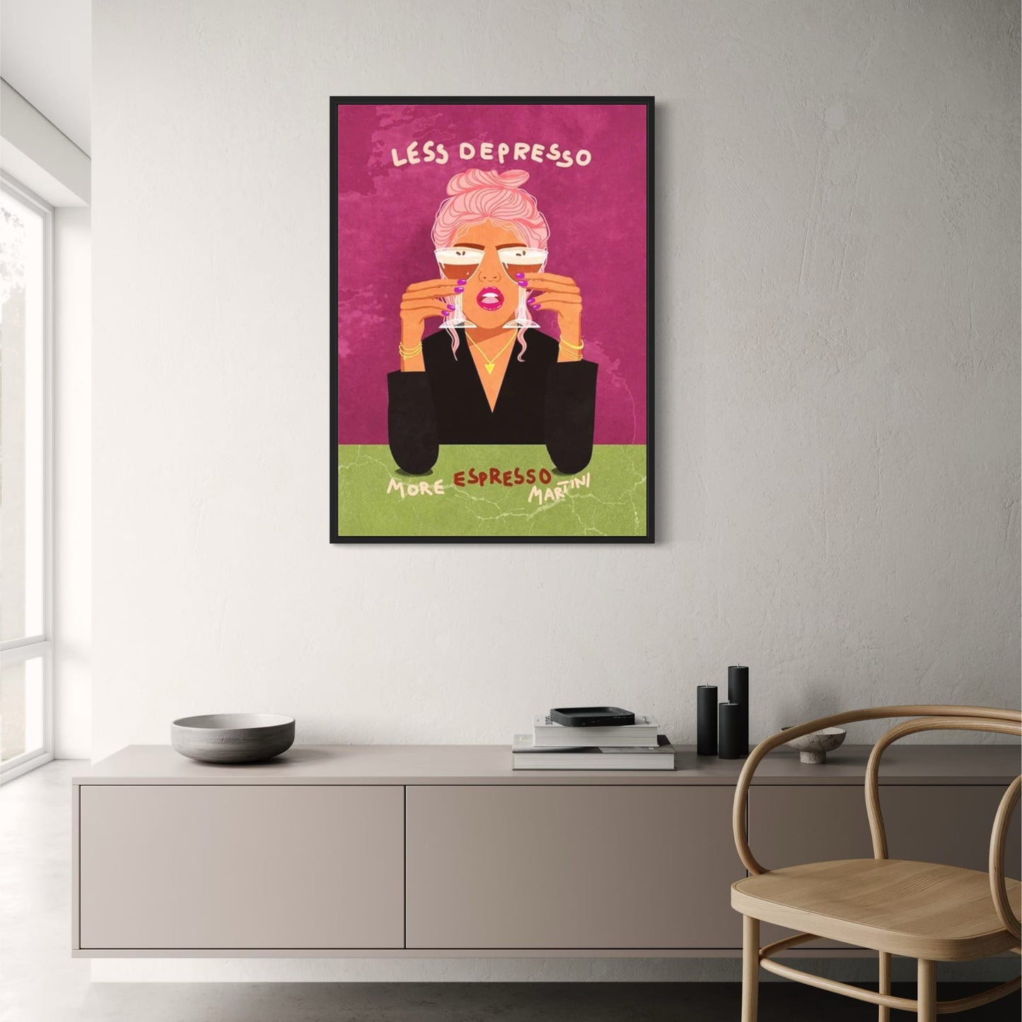 Less Depresso More Espresso Martini | Fun Quote Poster | Bar Wall Art