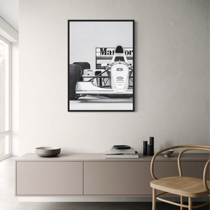 Vintage F1 Monaco Rennen | Schwarz-Weiß-Sportwagen-Kunst | Retro-Fotoposter | Leinwand-Wanddekoration