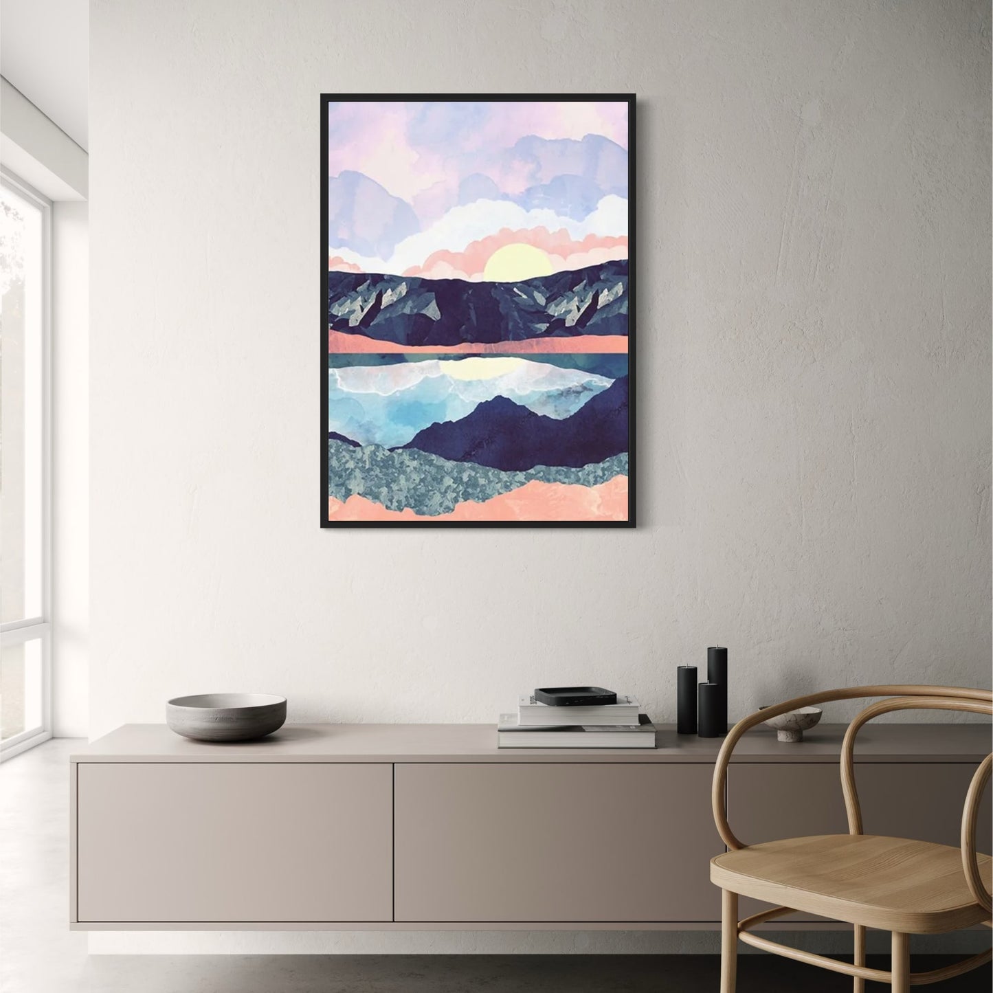 Abstraktes Landschaftsposter | Wüstensturm-Poster | Wohndekor | Künstlerische Wüstenlandschaft | Wandkunstdruck | Stürmische Wüstenszene