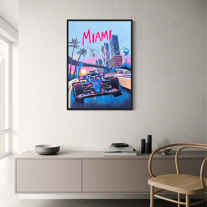 Miami F1 Racing Poster | Lebendiges und dynamisches Formel-1-Erlebnis | Wandkunst-Dekor