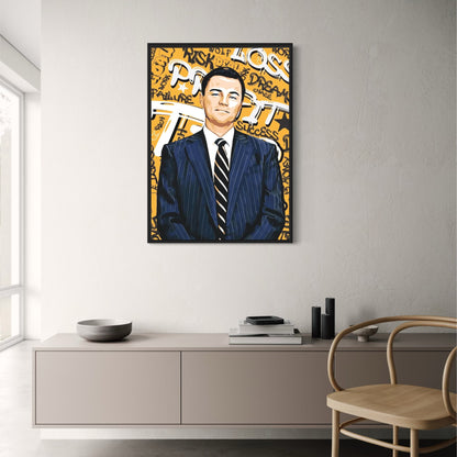 Leonardo DiCaprio Leinwandposter | Filmklassiker „The Wolf of Wall Street“ | Wandkunst-Dekordruck für Zuhause