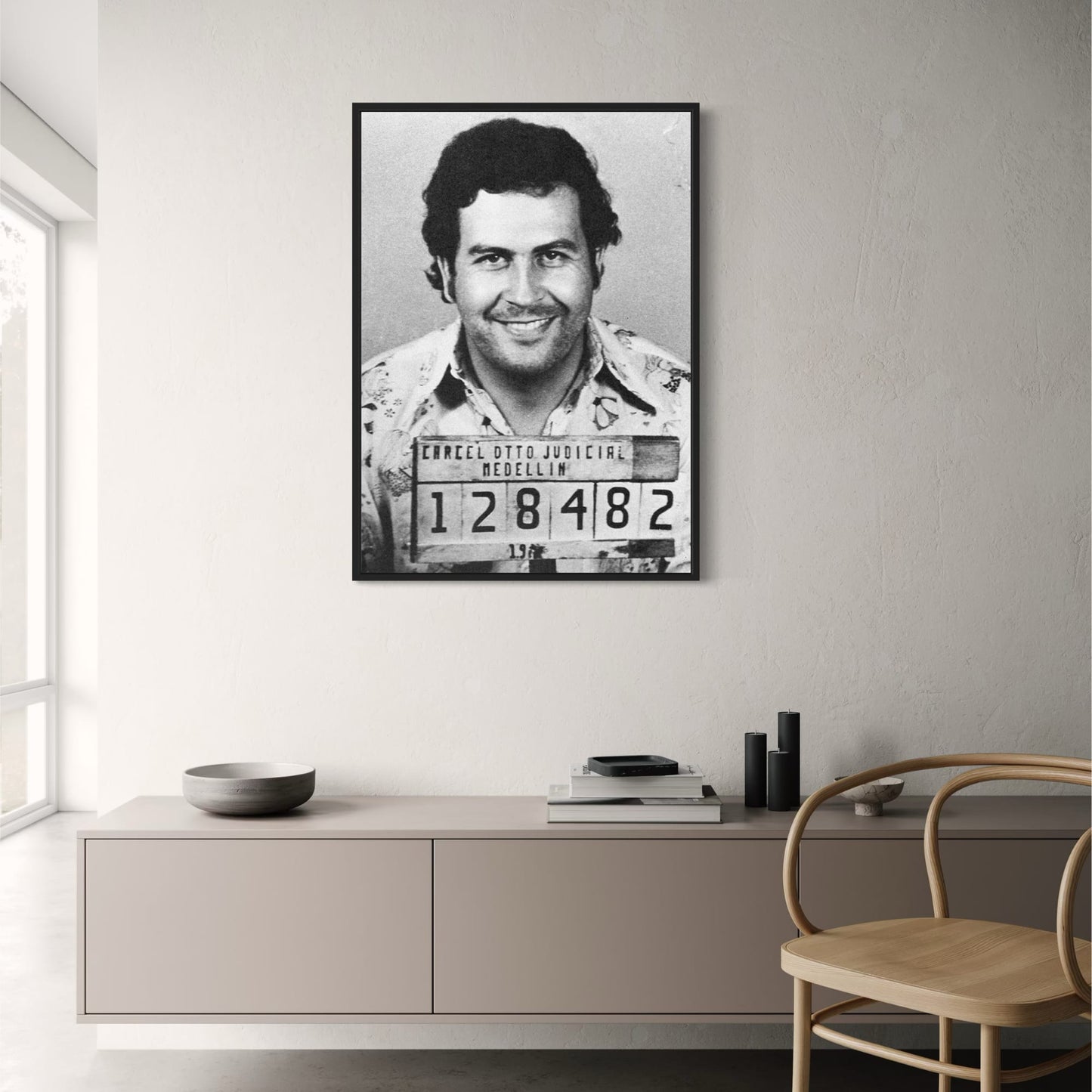Pablo Escobar Mugshot | Zwart & Wit Fotografie