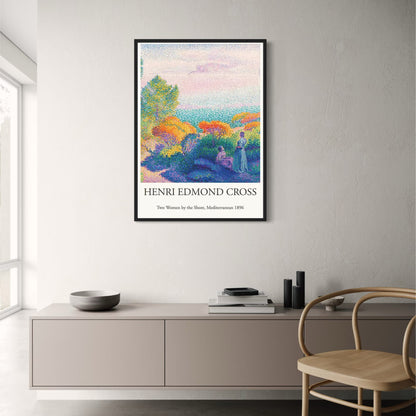 Henri Edmond Cross | Two Women by the Shore | Mediterranean Art Poster | Vintage Impressionist Wall Decor | Coastal Scene Artwork