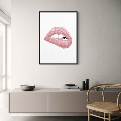 Roze Glanzende Lippen | Glam Moderne Kunst