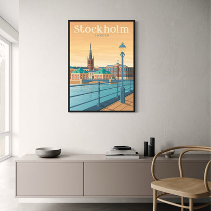 Stockholm Stadslandschap | Schilderachtige Bezienswaardigheid Illustratie