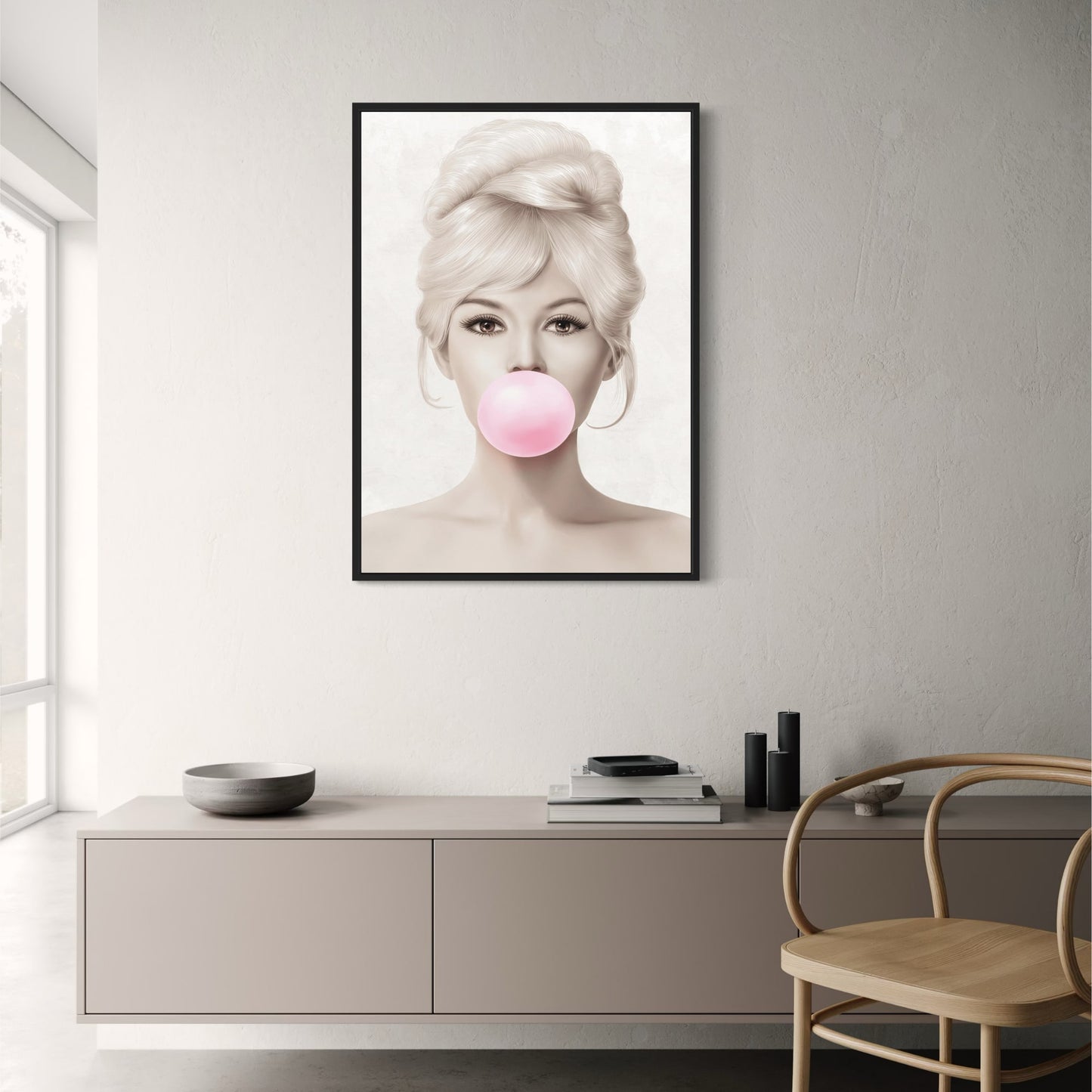Brigitte Bardot Retro Pop Kunst | Kauwgom Roze