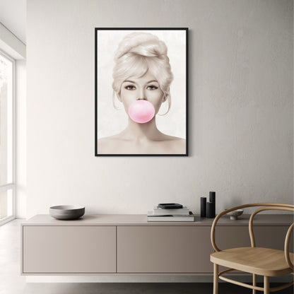 Brigitte Bardot Retro Pop Kunst | Kauwgom Roze