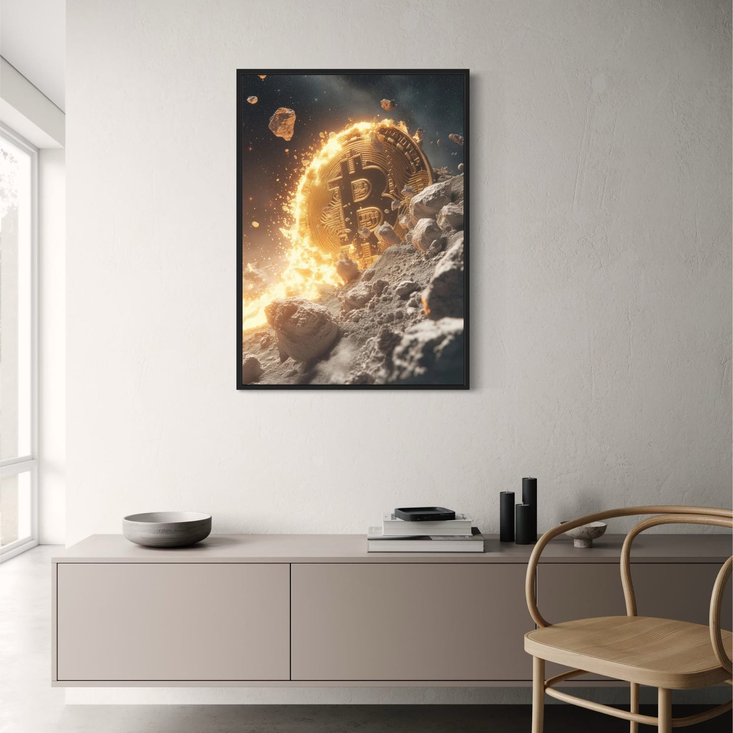 Bitcoin Explosion Poster Krypto Digitale Währung Kunst, Futuristisches Dekor | Wohndekor | Dekorationsposter