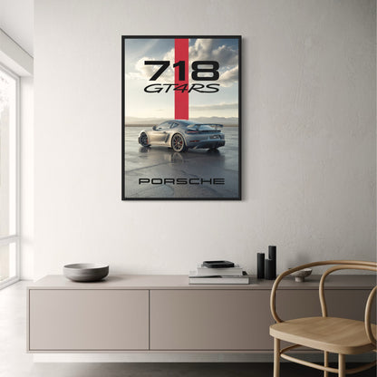 Porsche 718 Cayman GT4 RS Poster, Supercar-Wandkunstdruck, ungerahmt, mattes Papier, mehrere Größen, Automobildekor für Wohnzimmer, Büro oder Männerhöhle, Geschenk für Autoliebhaber
