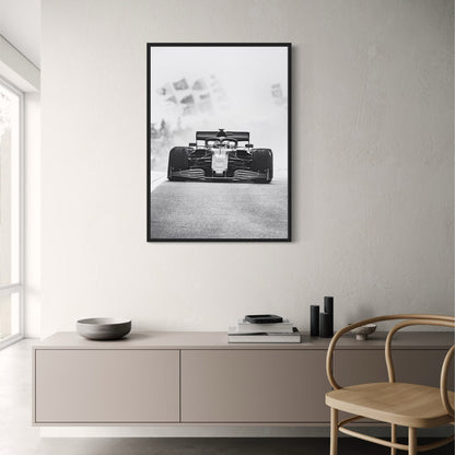 Poster | Schwarz-weißer Vintage F1 Monaco Rennsportwagen | Wandkunst Leinwandgemälde | Wohndekoration