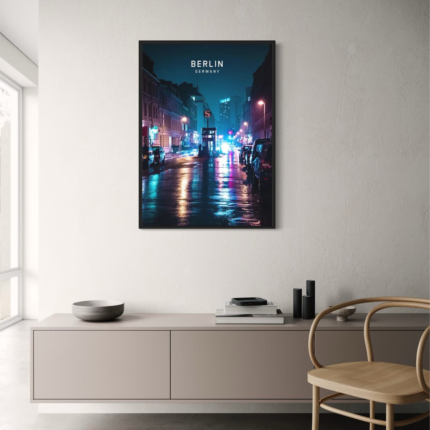 Berliner Skyline | Abendliches Stadtbild | Europa Kunstdruck | Wanddekoration Poster