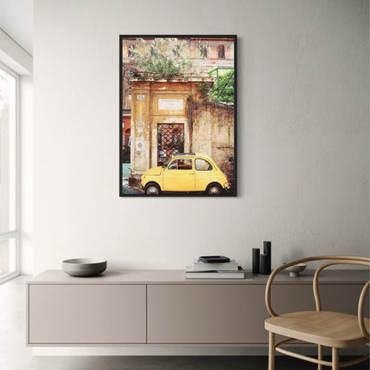 Gele Fiat 500 | Vintage Italiaanse Scene