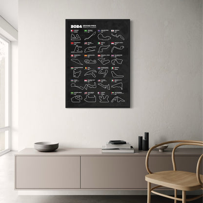 Formel-1-Rennstreckenposter 2024 | 2024 | Unverzichtbarer Leitfaden für F1-Rennen | F1-Rennstreckenposter in Sammleredition