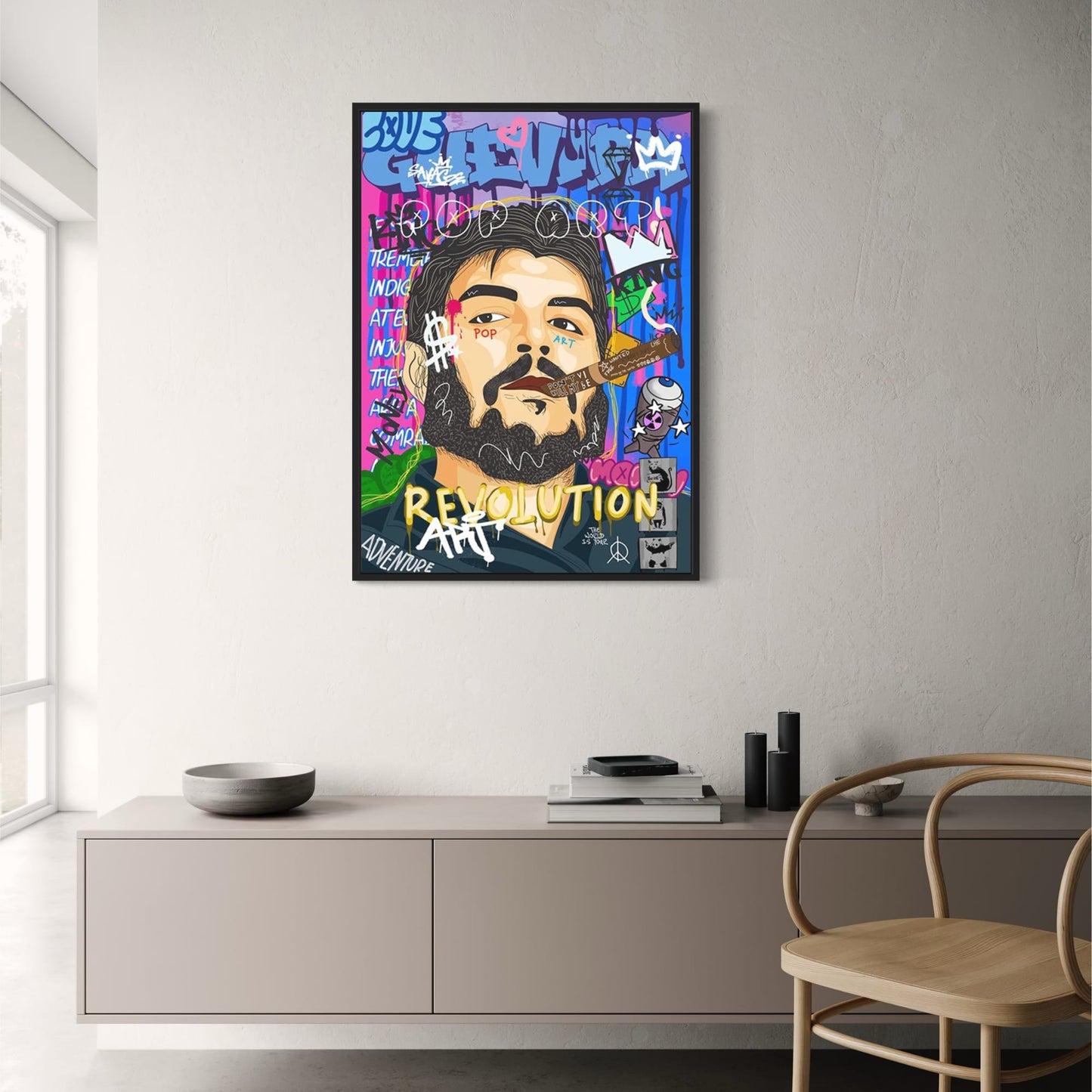 Scarface & Mona Lisa Fusion | Abstraktes Graffiti-Porträt | Street-Art-Poster | Wand-Kunst-Dekor
