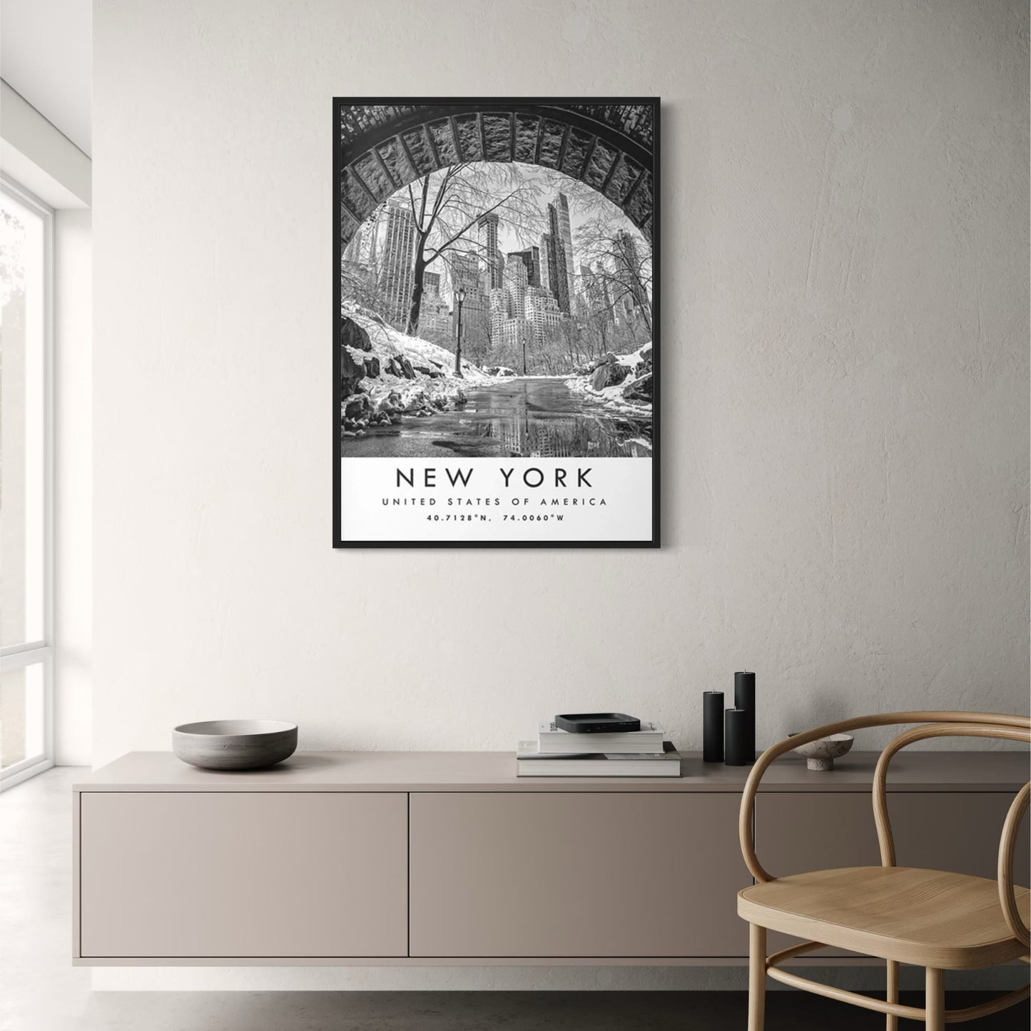 Winterwunderland | Central Park Bridge Poster | New York City Landschaftskunst | USA Landschaft