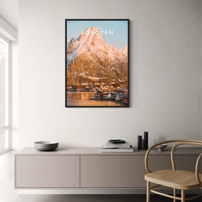 Mountain Sunrise Poster | Lofoten Norway Landscape | Majestic Norwegian Fjords Decor | Scenic Nature Wall Art