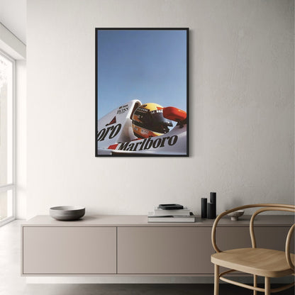 Poster zum Grand Prix von Monaco | Vintage-Rennkunst der Formel 1 | Tribut an Ayrton Senna und McLaren | Klassische Motorsport-Dekoration